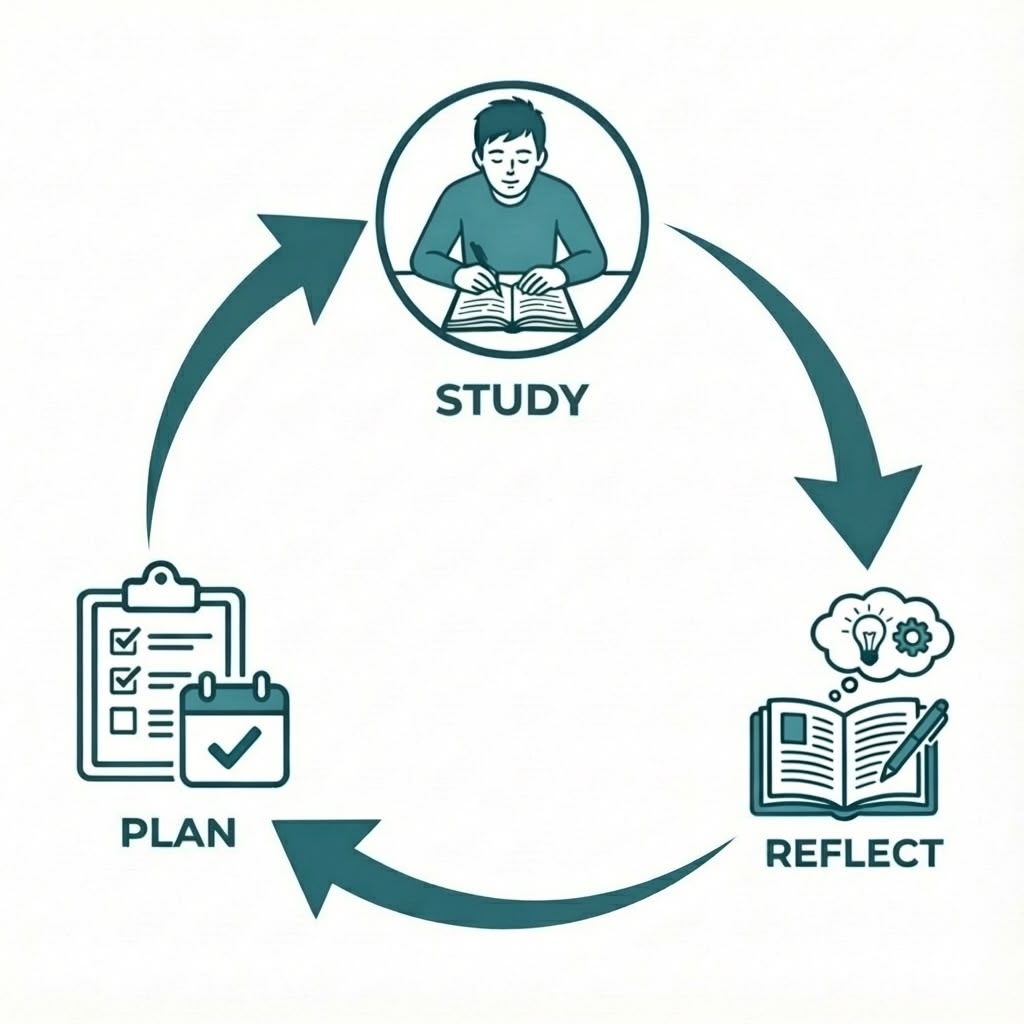 Study Cycle - Study, Reflect, Plan process flow